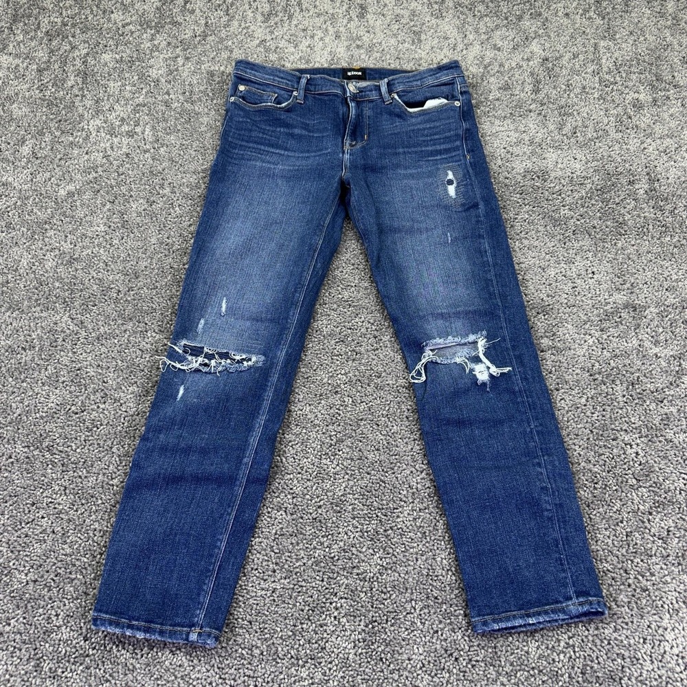 Hudson Jeans Womens 29 Blue Tally Midrise Skinny Distressed Stretch Denim